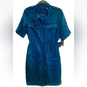 NWT Marc New York Silk Cotton Utility Dress - Safari Luxe Blue 6